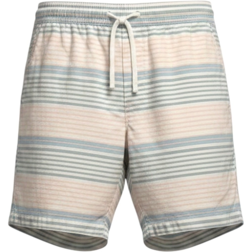 George Men Striped Casual Shorts Blue Pink Elastic Waist Drawstring Size L 36-38